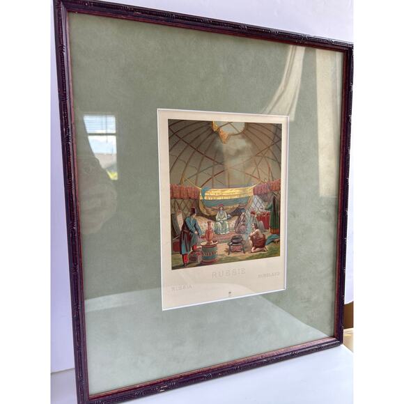 Antique Deyrolle Chromolithograph Prints Russie and Europe Moyen Âge Framed - Picture 1 of 8